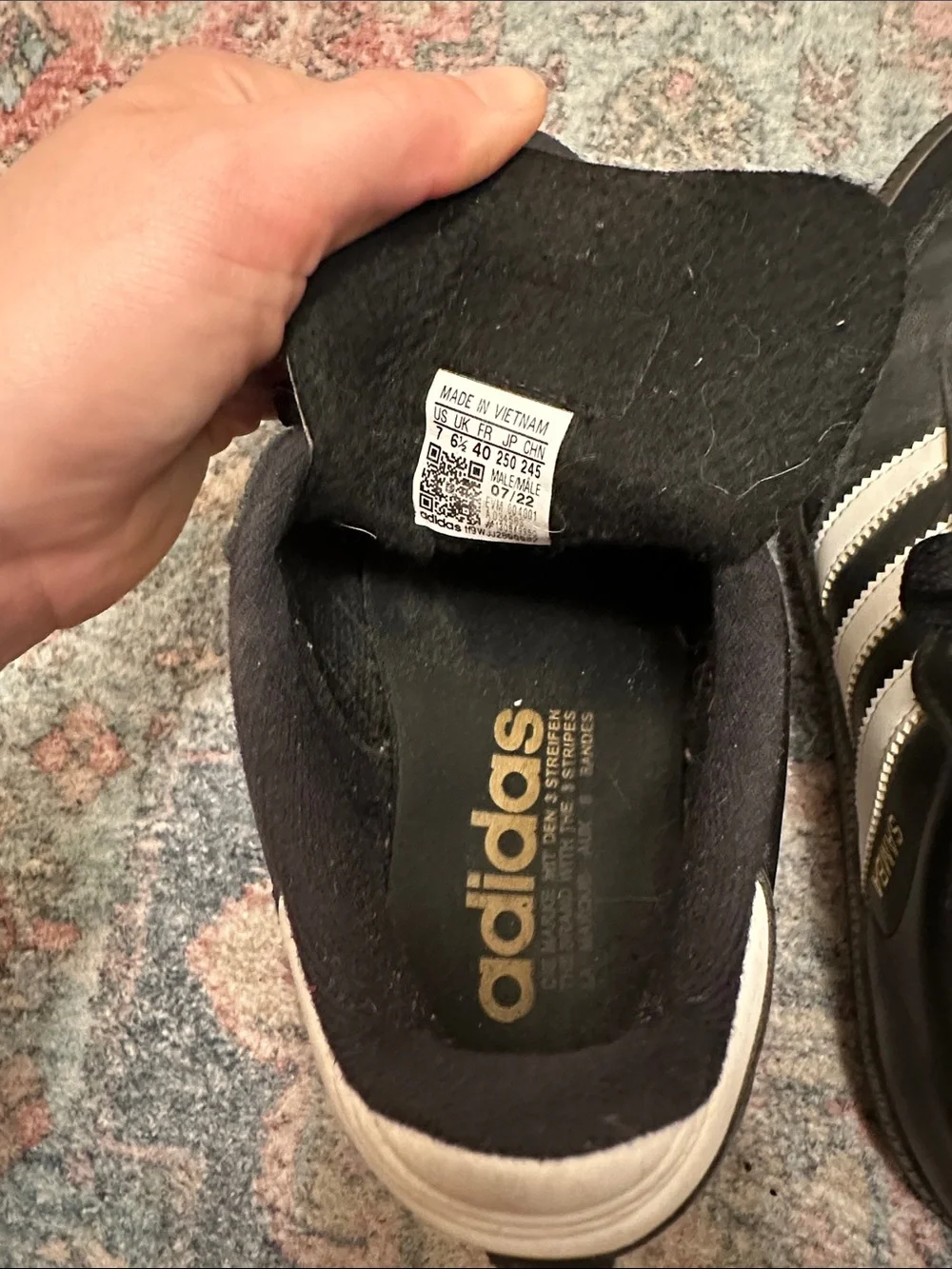 adidas Samba Black with White Stripes Men's Sneakers